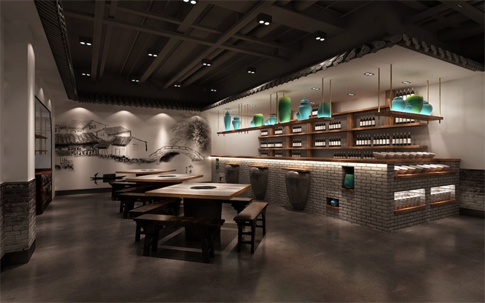 火锅店中式简约风格空间装修设计